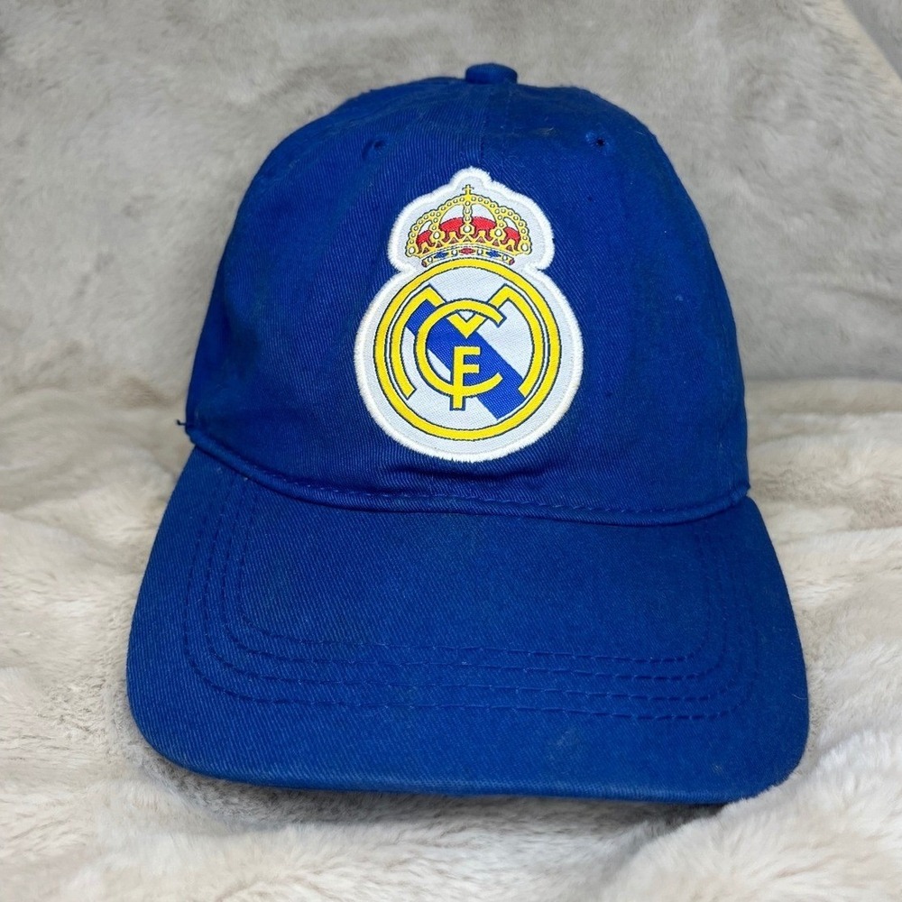 Real Madrid CF Mens Baseball Hat Embroidered Crest Adjustable Strap Blue OS